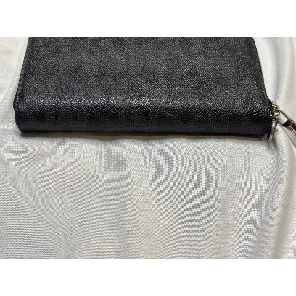 Michael Kors Black Saffiano Zip Around Wallet Silver Logo Plate Continental - Picture 4 of 9